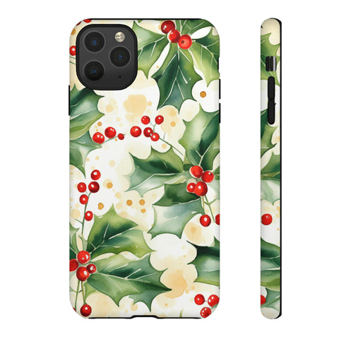 Christmas Holly on a Golden Background - Impact Resistant Phone Case iPhone 11 Pro Max Matte
